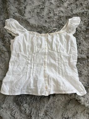 Hollister White Button-Front Peasant Top